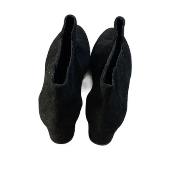 VENISE COLLECTION | Black Italian Suede Leather Low Boots Booties 2” Heel - 7.5