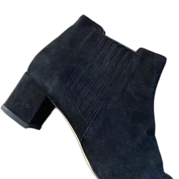 VENISE COLLECTION | Black Italian Suede Leather Low Boots Booties 2” Heel - 7.5