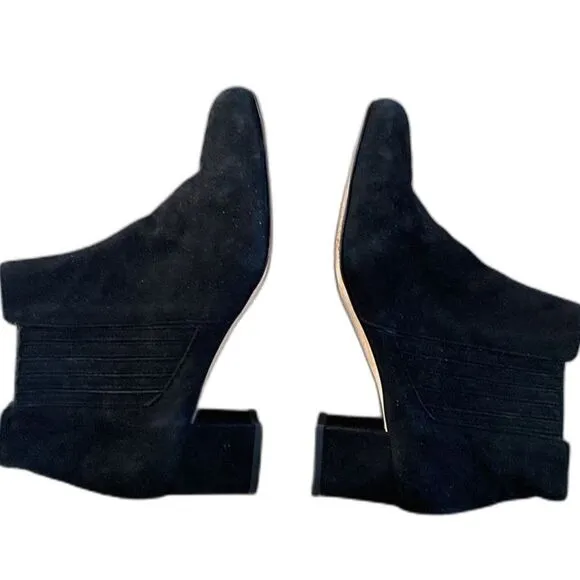 VENISE COLLECTION | Black Italian Suede Leather Low Boots Booties 2” Heel - 7.5