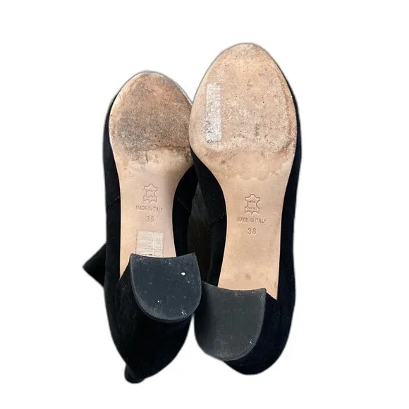 VENISE COLLECTION | Black Italian Suede Leather Low Boots Booties 2” Heel - 7.5