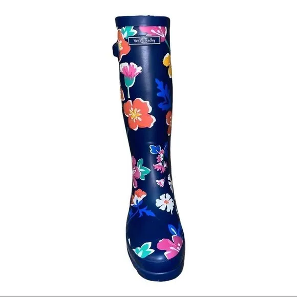Vera Bradley Blue Multicolor Santiago Floral Rain Boots Women's Size 7 New