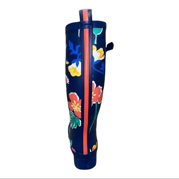 Vera Bradley Blue Multicolor Santiago Floral Rain Boots Women's Size 7 New