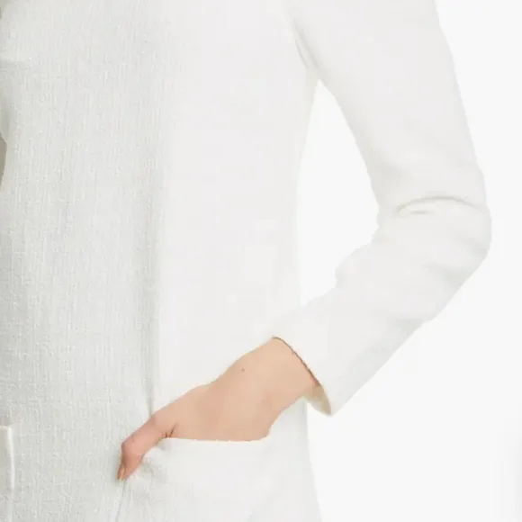 VERONICA BEARD Alona Tweed Square Neck Long Sleeve Mini Dress Ivory 8