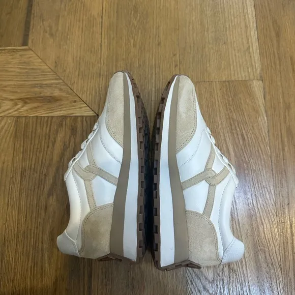 Veronica Beard Valentina White and Tan Sneakers