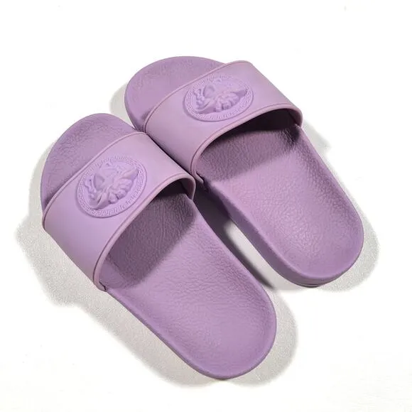 Versace Medusa Kids Slides Slippers Purple size 29 Pre Owned With Box Designer