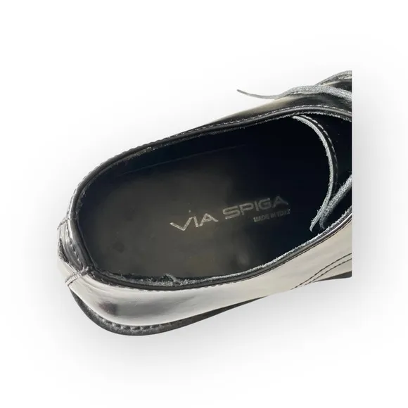 Via Spiga ✦ High Shine Leather Lace Up Oxford Dress Shoes ✦ Black ✦ Italian ✦ 9