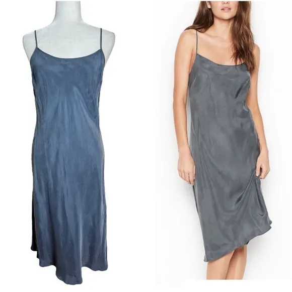 Victoria’s Secret 100% Cupro Slip Midi Dress Silver Size Medium