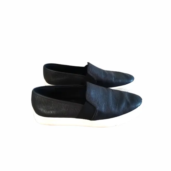 Vince Black Leather Blair Slip On Sneakers