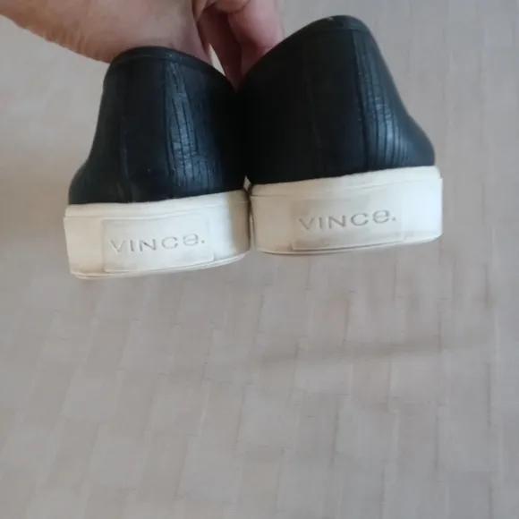 Vince Black Leather Blair Slip On Sneakers
