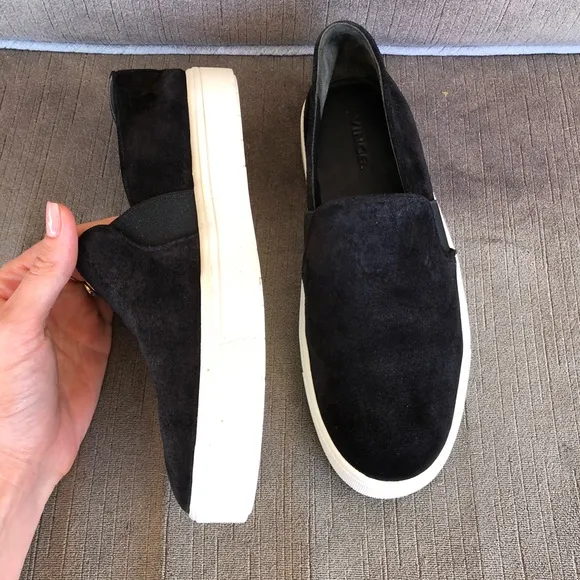 Vince Black Suede Leather Slip On Sneakers size 7