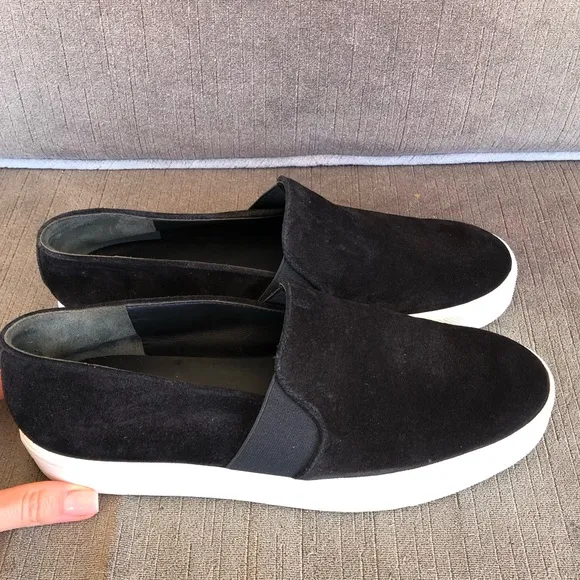 Vince Black Suede Leather Slip On Sneakers size 7