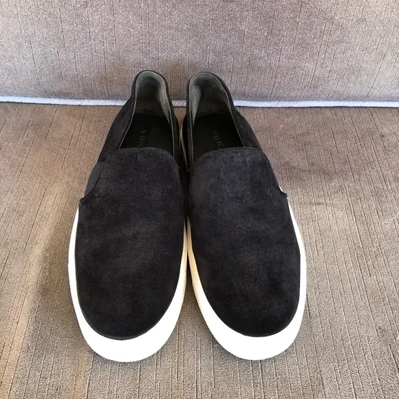Vince Black Suede Leather Slip On Sneakers size 7
