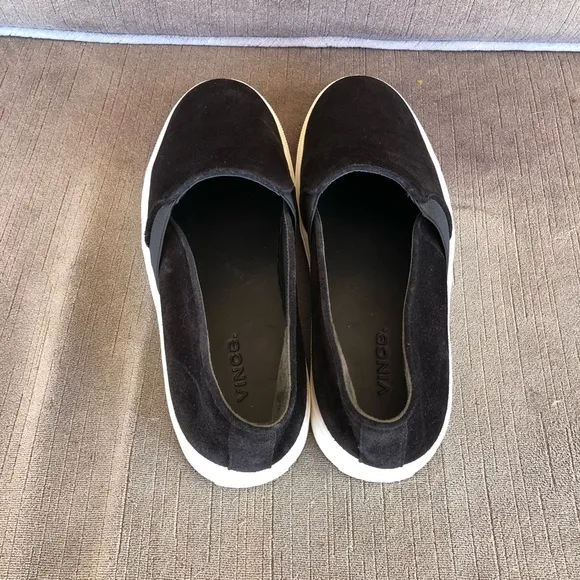Vince Black Suede Leather Slip On Sneakers size 7