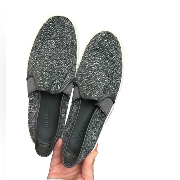 Vince Blair-5 Tweed Slip-On Skate Sneakers Grey Size 6