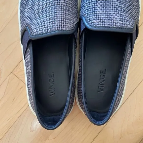Vince Blair Basketweave Slip On Leather Sneakers in Blue 6.5