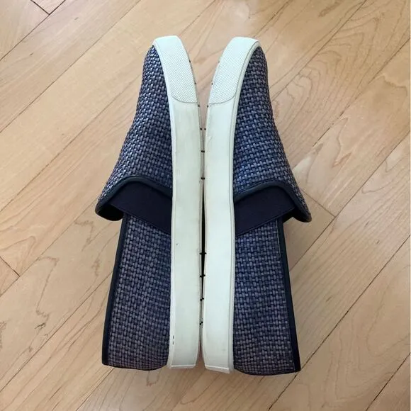 Vince Blair Basketweave Slip On Leather Sneakers in Blue 6.5