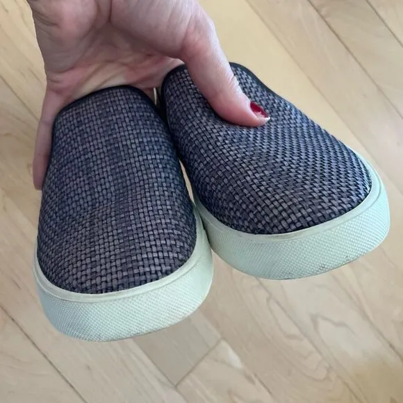 Vince Blair Basketweave Slip On Leather Sneakers in Blue 6.5