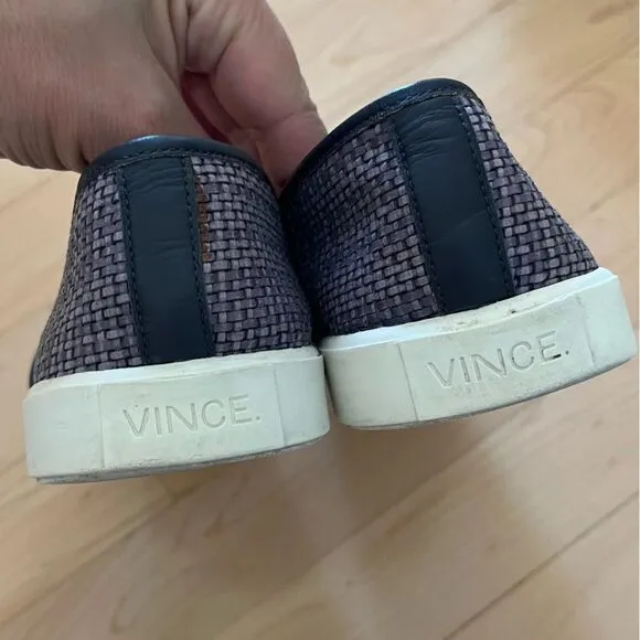 Vince Blair Basketweave Slip On Leather Sneakers in Blue 6.5
