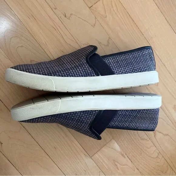 Vince Blair Basketweave Slip On Leather Sneakers in Blue 6.5