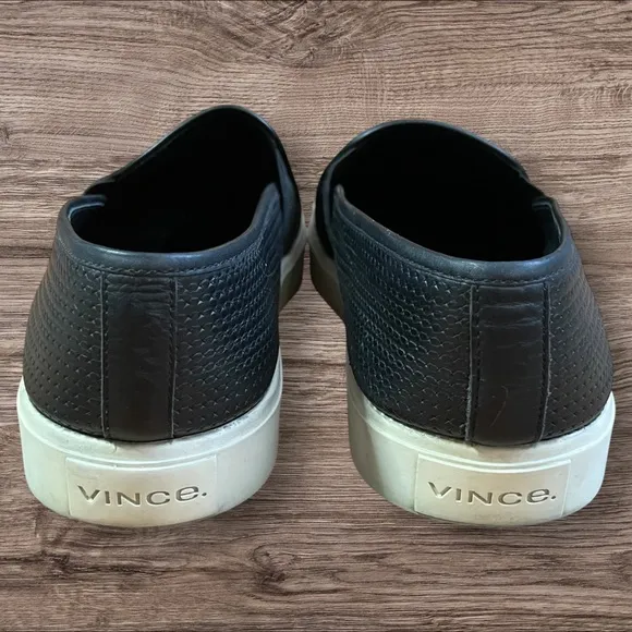 Vince Blair Black Slip-On Casual Sneaker Womans Sz. 8M Perforated Leather