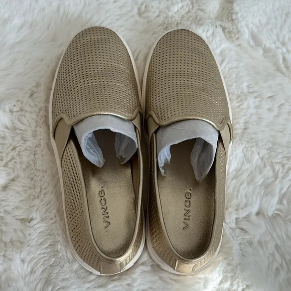 Vince Blair Perforated Slip On Sneakers Champagne