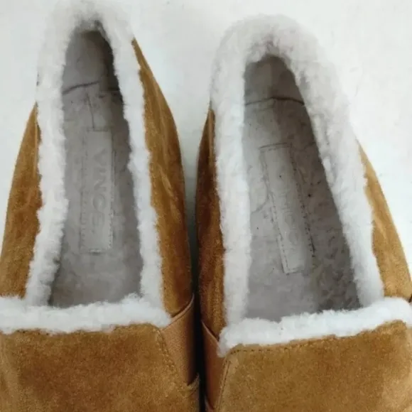 Vince Blair Sherpa Caramel Suede Slip On Sneakers