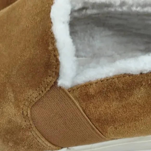 Vince Blair Sherpa Caramel Suede Slip On Sneakers