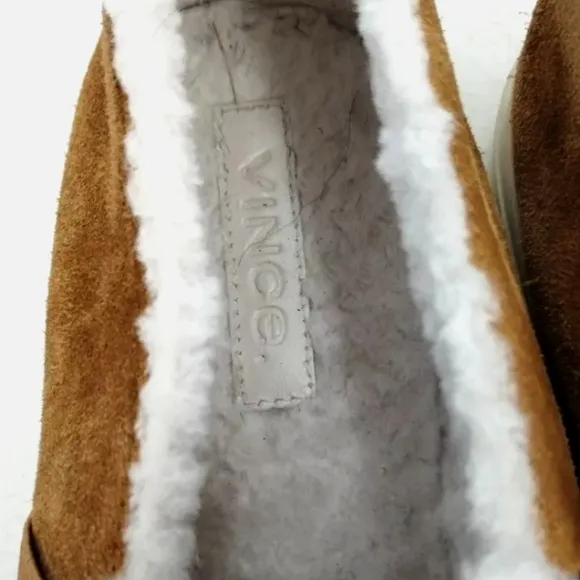 Vince Blair Sherpa Caramel Suede Slip On Sneakers