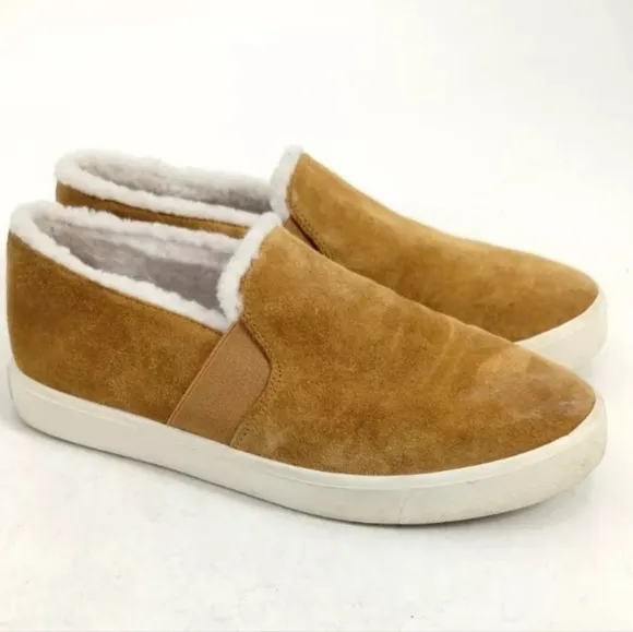 Vince Blair Sherpa Caramel Suede Slip On Sneakers