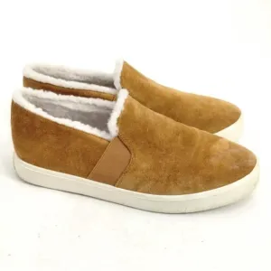 Vince Blair Sherpa Caramel Suede Slip On Sneakers