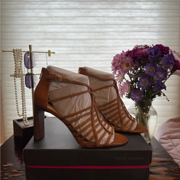 Vince Camuto Brown Strappy Heeled Sandals