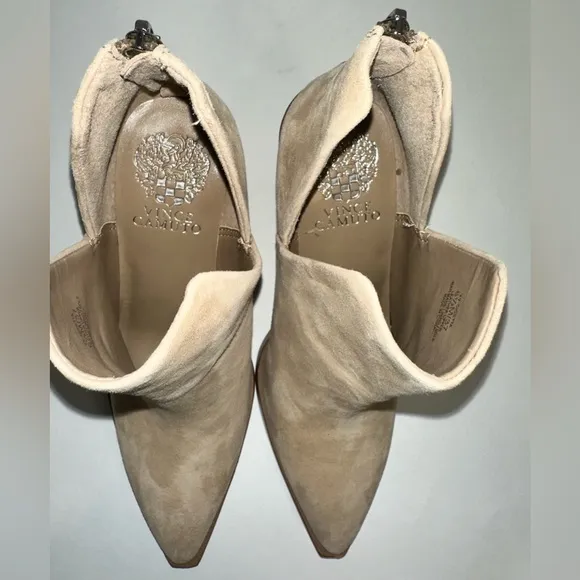 Vince Camuto Gigietta Tan Block Heel Zip Up Bootie Size 6.5 Pre-owned