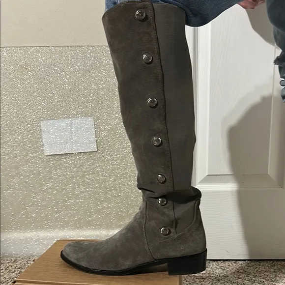 Vince Camuto Gray Knee high Boots with Suede Finish