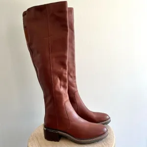 Vince Camuto Leather Kensilie OverThe Knee Riding Boots Lug Sole Brown, 6.5 NWOB