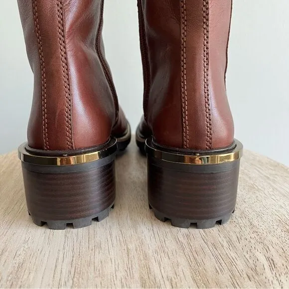 Vince Camuto Leather Kensilie OverThe Knee Riding Boots Lug Sole Brown, 6.5 NWOB