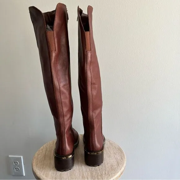 Vince Camuto Leather Kensilie OverThe Knee Riding Boots Lug Sole Brown, 6.5 NWOB