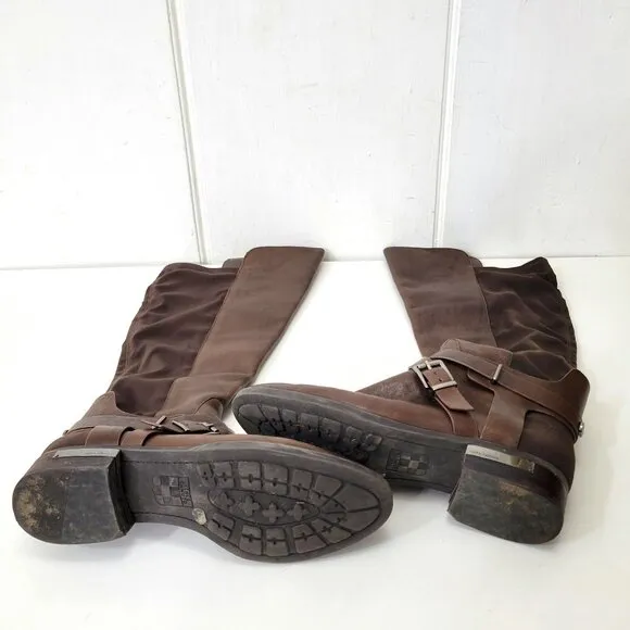 Vince Camuto Paton Brown Leather Knee-High Riding Boots