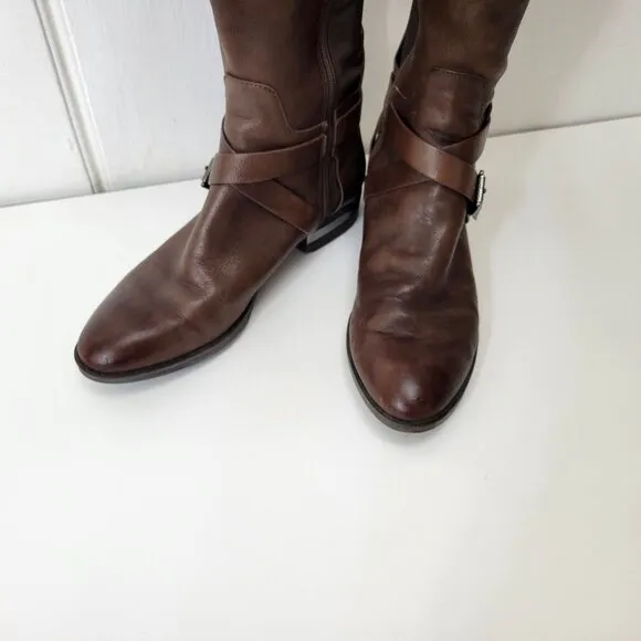 Vince Camuto Paton Brown Leather Knee-High Riding Boots