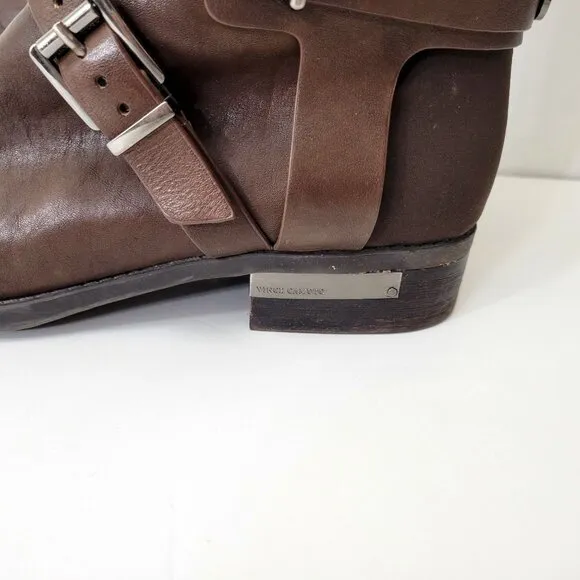 Vince Camuto Paton Brown Leather Knee-High Riding Boots