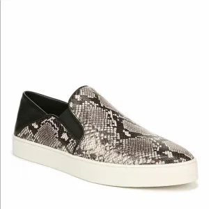 Vince Garvey NEW Snake Print Leather Slip On Sneakers