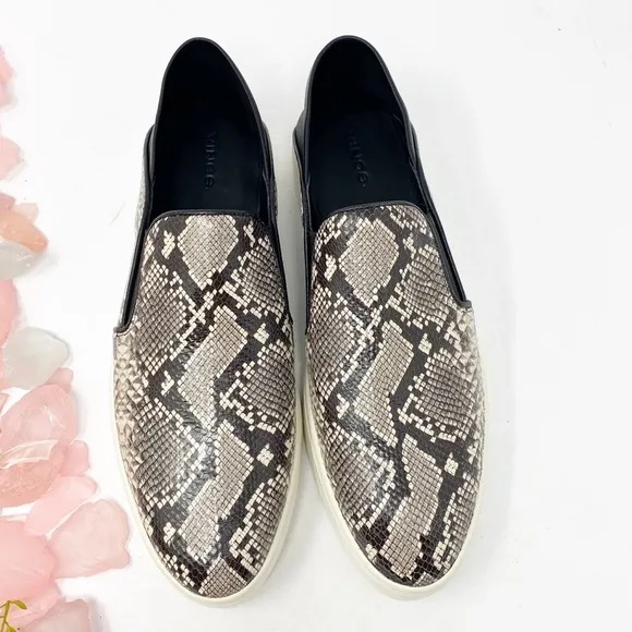 Vince Garvey NEW Snake Print Leather Slip On Sneakers