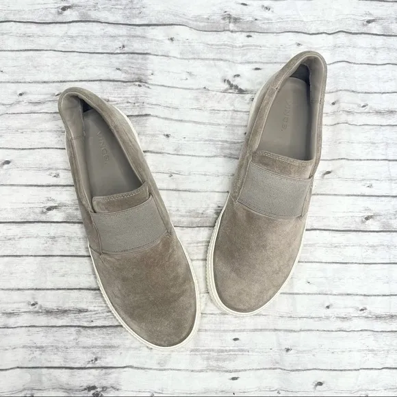 VINCE Kirkland Grey Suede Sneakers Size 9.5 Slip On