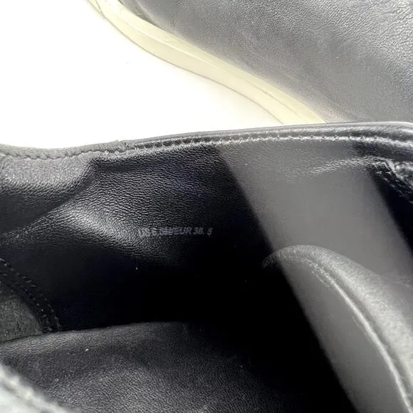 Vince Leather Slip On Round Toe Stretch Sneakers Black