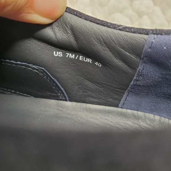 Vince Navy Blue Suede Leather Slip On Sneakers