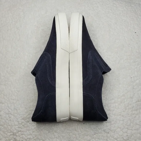 Vince Navy Blue Suede Leather Slip On Sneakers