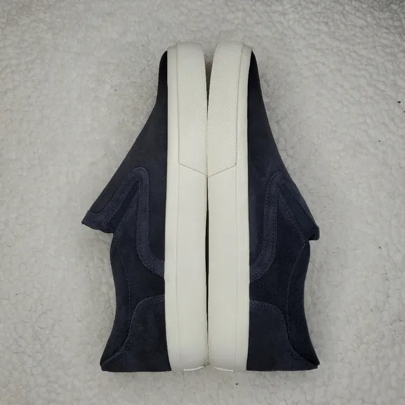 Vince Navy Blue Suede Leather Slip On Sneakers