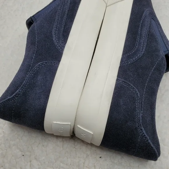 Vince Navy Blue Suede Leather Slip On Sneakers