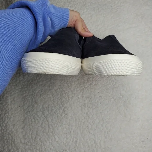 Vince Navy Blue Suede Leather Slip On Sneakers