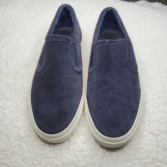 Vince Navy Blue Suede Leather Slip On Sneakers