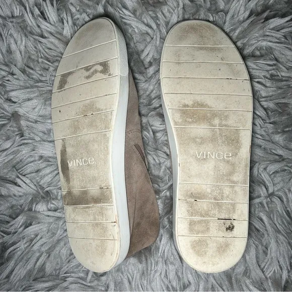 Vince neutral ruched suede slip on sneakers women’s shoe size 9